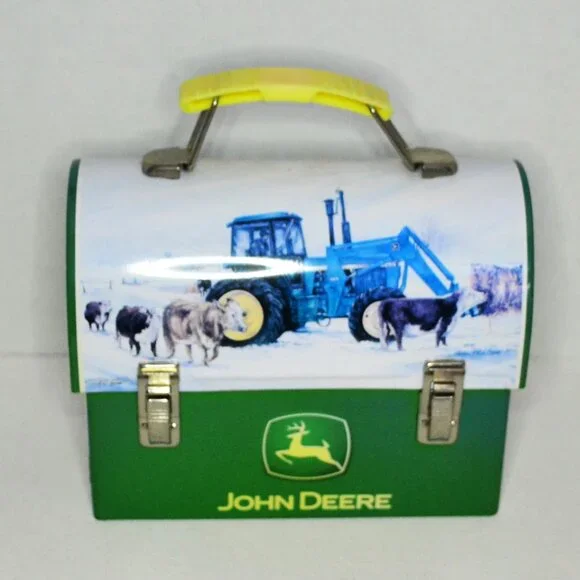 Pair Of John Deere Collector Tins Box Lunch Pail Winter Scenes Farmhouse Decor - Picture 5 of 9